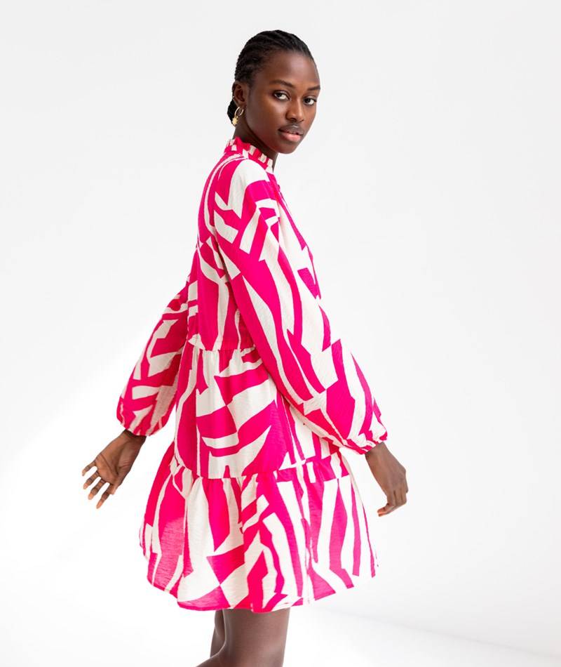 Kauf Dich Glücklich VILA VIDogma Uma L/S V-Neck Kleid gemustert