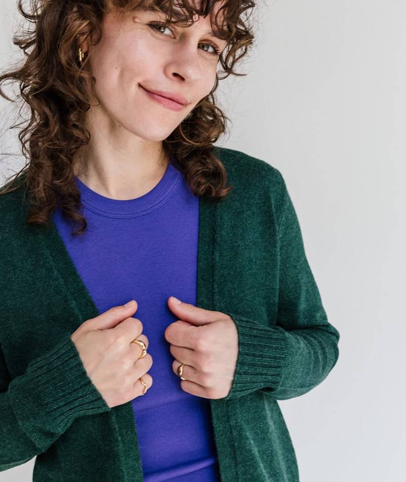 Kauf Dich Glücklich VILA VIRil Short Knit Cardigan Dunkelgrün