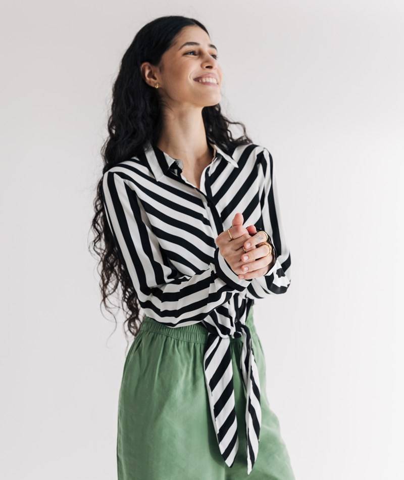 Kauf Dich Glücklich YAS YASSavanna LS Knoten Bluse gemustert