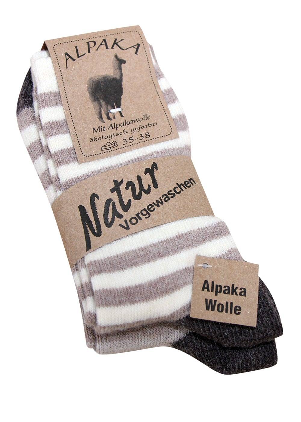 KB Socken Alpaka Socken Mit Streifen In Braun - 2 Paar