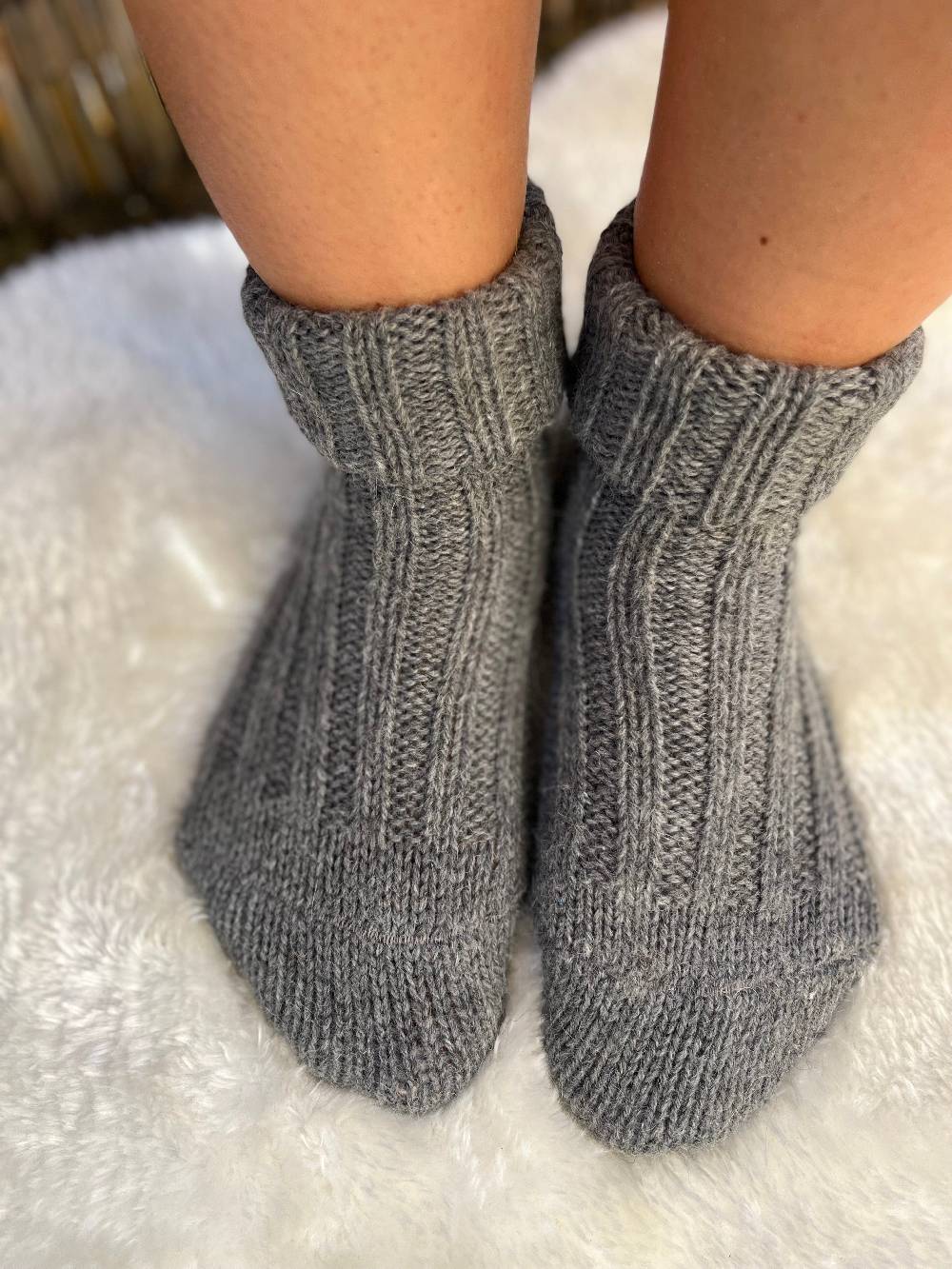 KB Socken Alpakasocken Mit Umschlag Dickgestrickt - 2 Paar