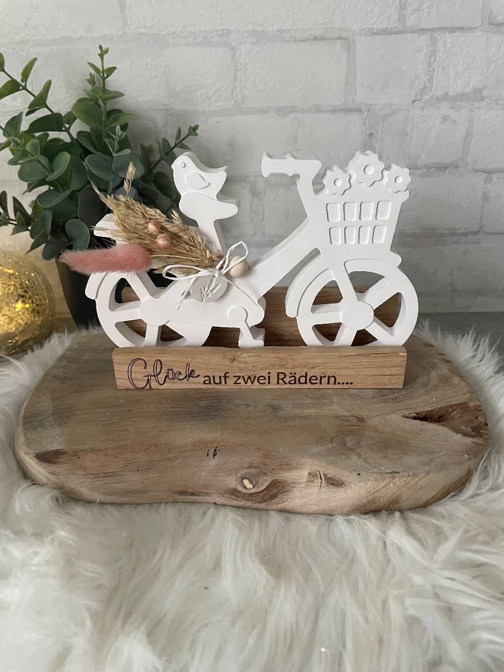 KB Socken Dekofahrrad, Dekoelement, Klötzchen, Gravur, Blumenfahrrad, Dekoratives Fahrrad Aus Keraflott, Holztablett Mit Spruch, Geschenkidee