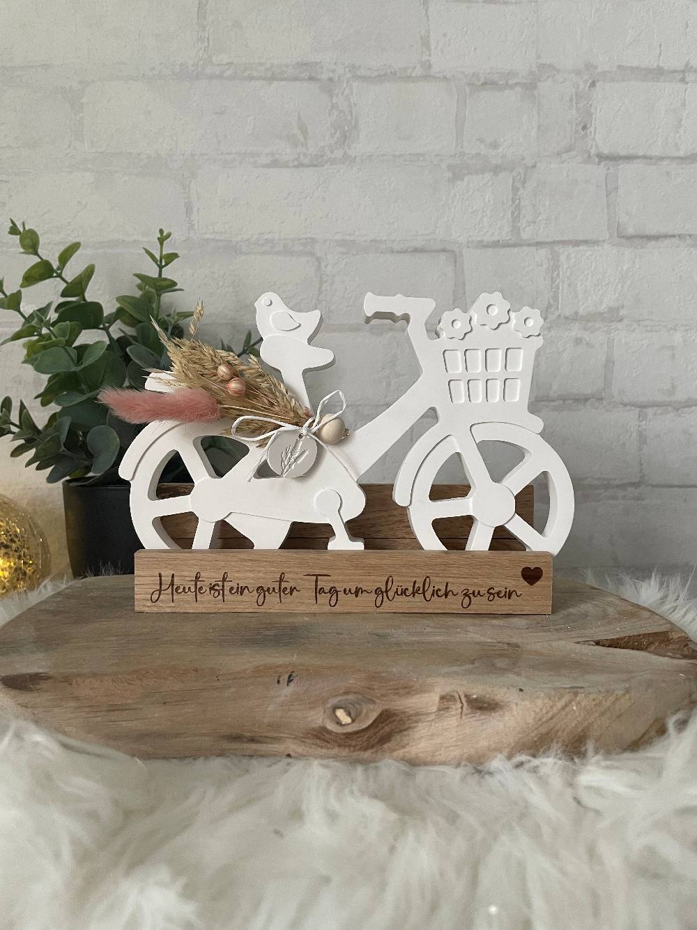 KB Socken Dekofahrrad, Dekoelement, Klötzchen, Gravur, Blumenfahrrad, Dekoratives Fahrrad Aus Keraflott, Holztablett Mit Spruch, Geschenkidee