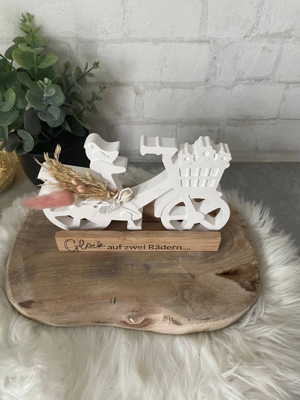 KB Socken Dekofahrrad, Dekoelement, Klötzchen, Gravur, Blumenfahrrad, Dekoratives Fahrrad Aus Keraflott, Holztablett Mit Spruch, Geschenkidee