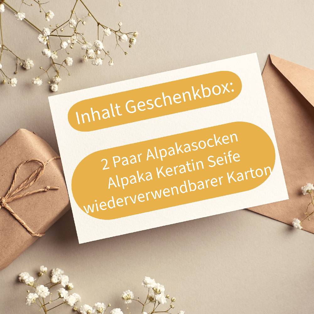 KB Socken Geschenkbox Direkt Zum Verschenken - Alpaka Socken Und Alpaka Seife