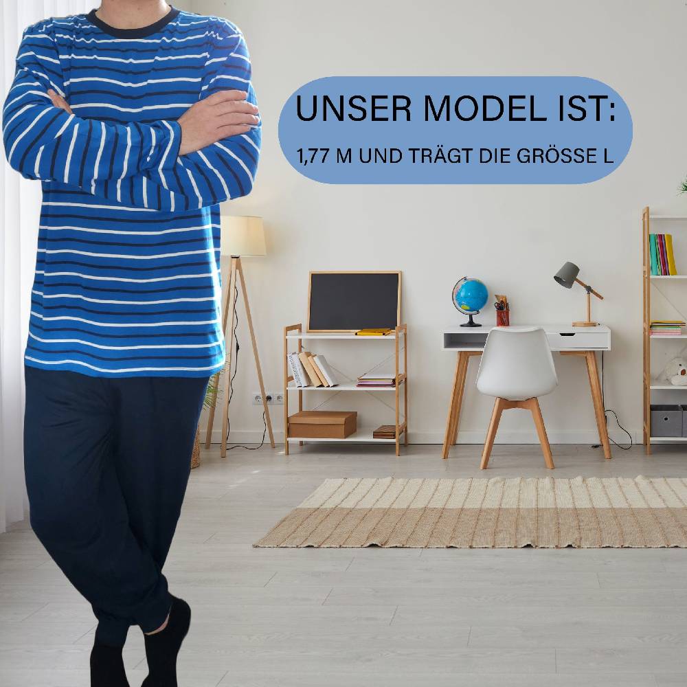 KB Socken Herren Schlafanzug Lang Blau - 100% Baumwolle