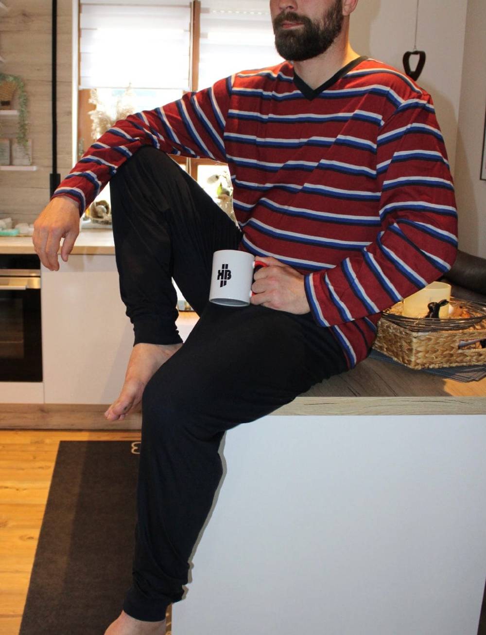 KB Socken Herren Schlafanzug Lang Gestreift - 100% Baumwolle