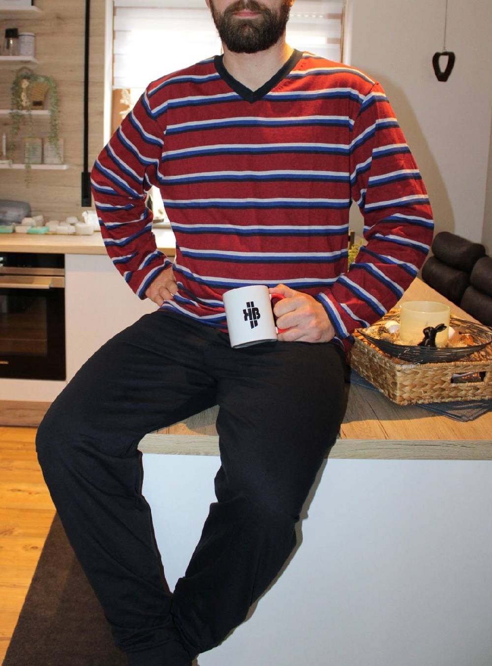 KB Socken Herren Schlafanzug Lang Gestreift - 100% Baumwolle