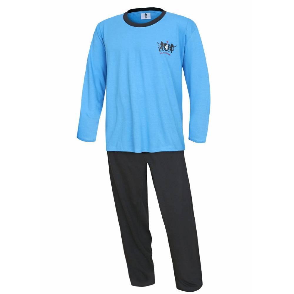 KB Socken Herren Schlafanzug lang hellblau Übergrößen - 100% Baumwolle