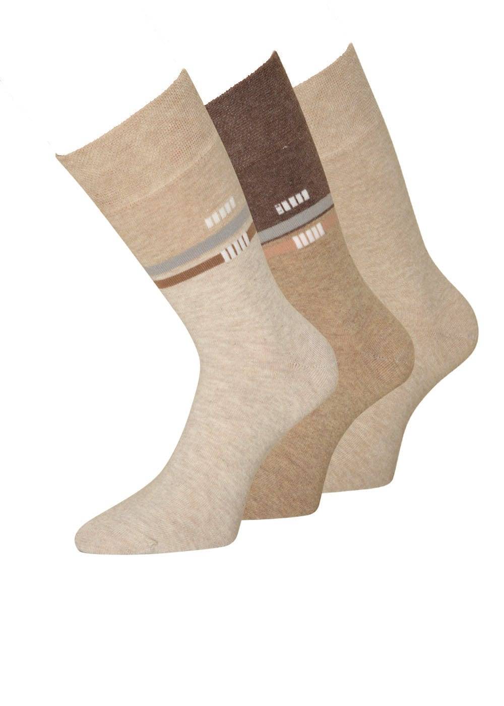 KB Socken Herrensocken Beige mit dezentem Motiv - 3 Paar