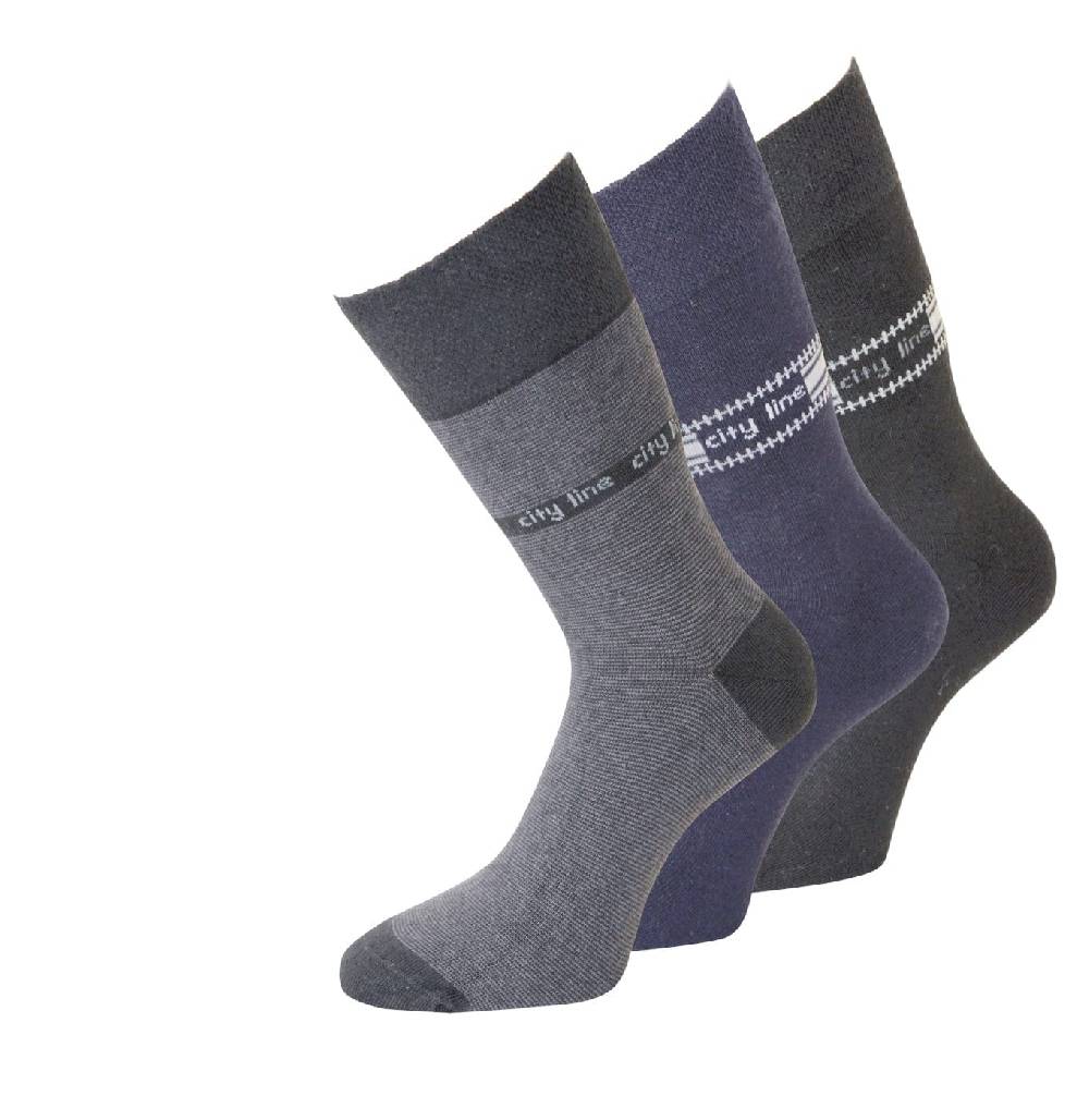 KB Socken Herrensocken Blau mit Motiv "City Line" - 3 Paar