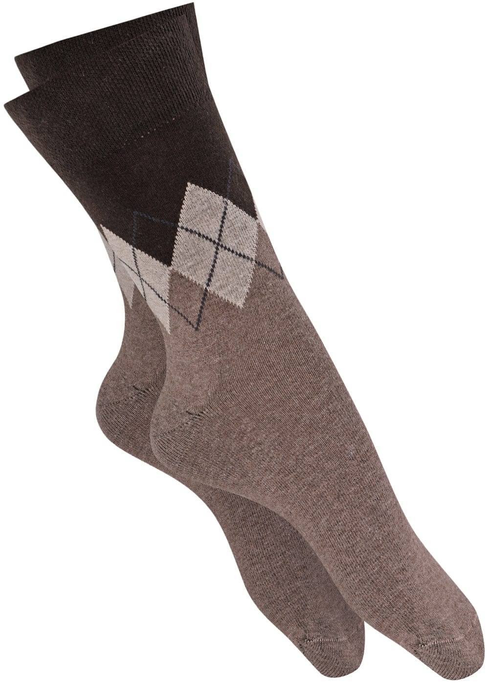KB Socken Herrensocken Mit Rombenmotiv Braun - 3 Paar