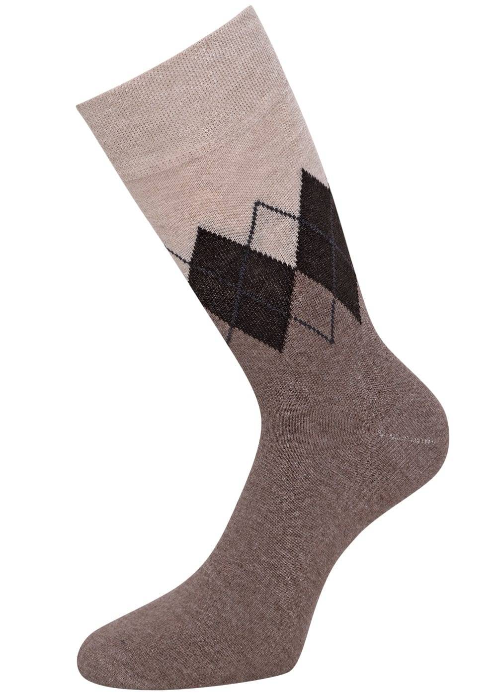 KB Socken Herrensocken Mit Rombenmotiv Braun - 3 Paar