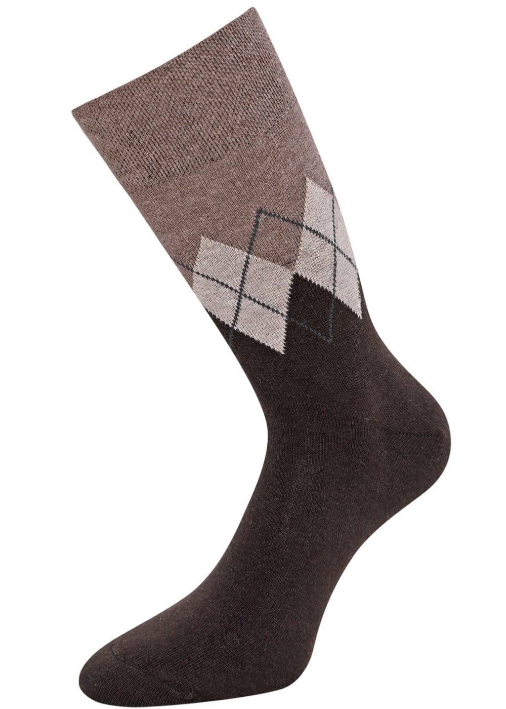KB Socken Herrensocken Mit Rombenmotiv Braun - 3 Paar