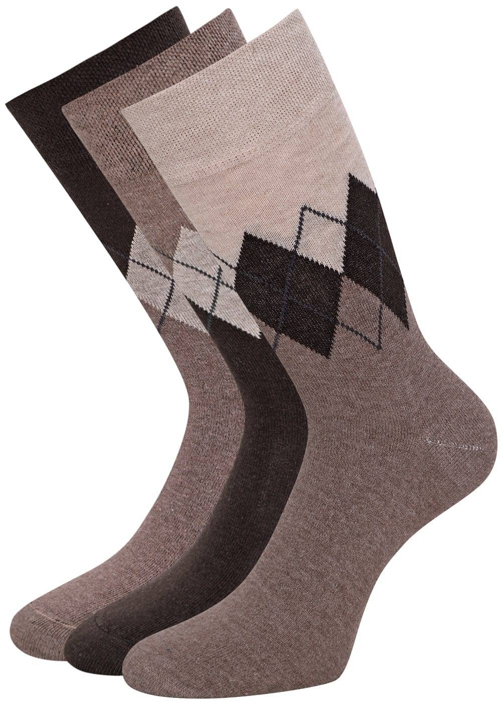 KB Socken Herrensocken mit Rombenmotiv Braun - 3 Paar