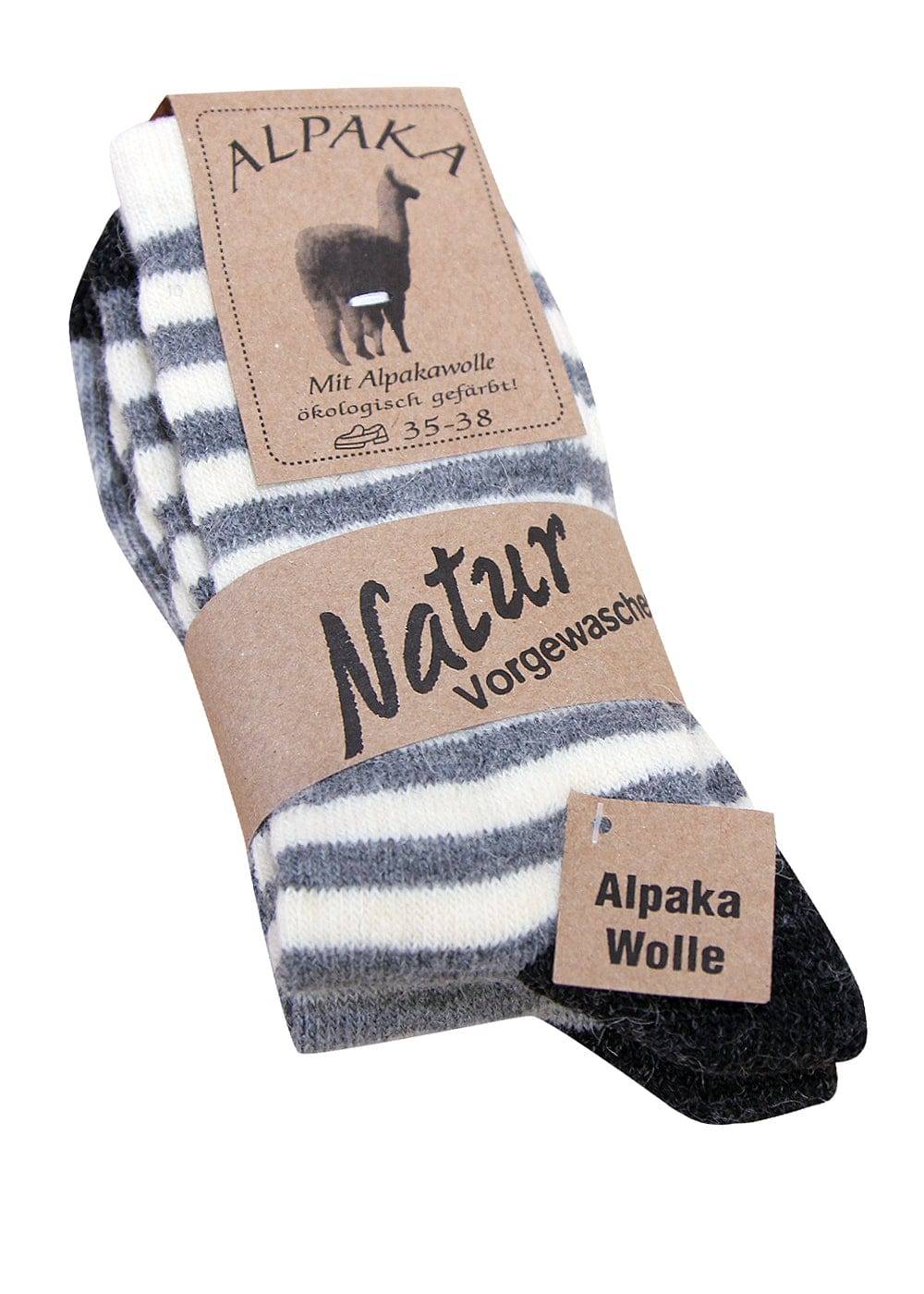 KB Socken Alpaka Ringelsocken Grau - 2 Paar