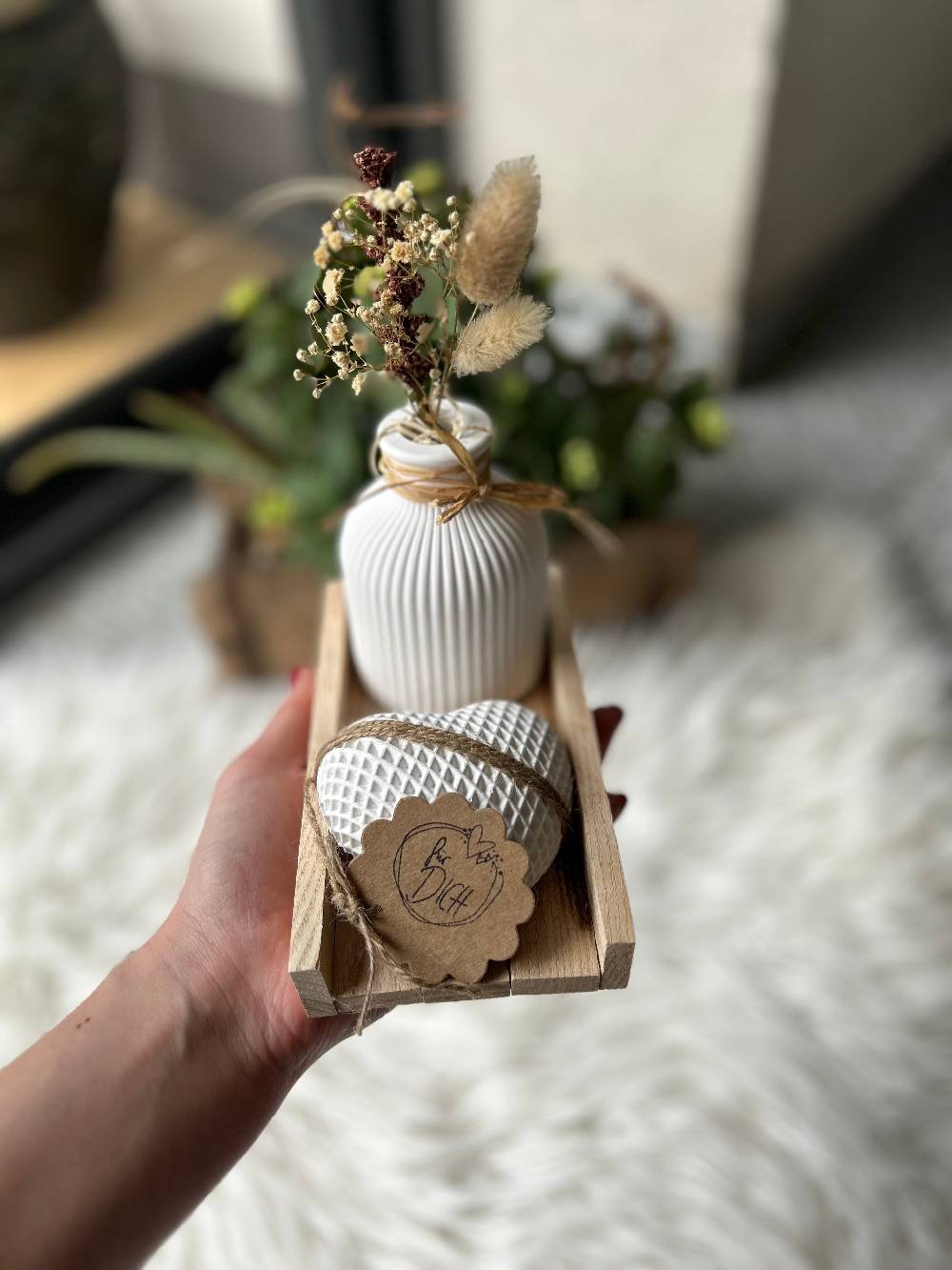 KB Socken Deko Vase Herz Handmade Geschenk