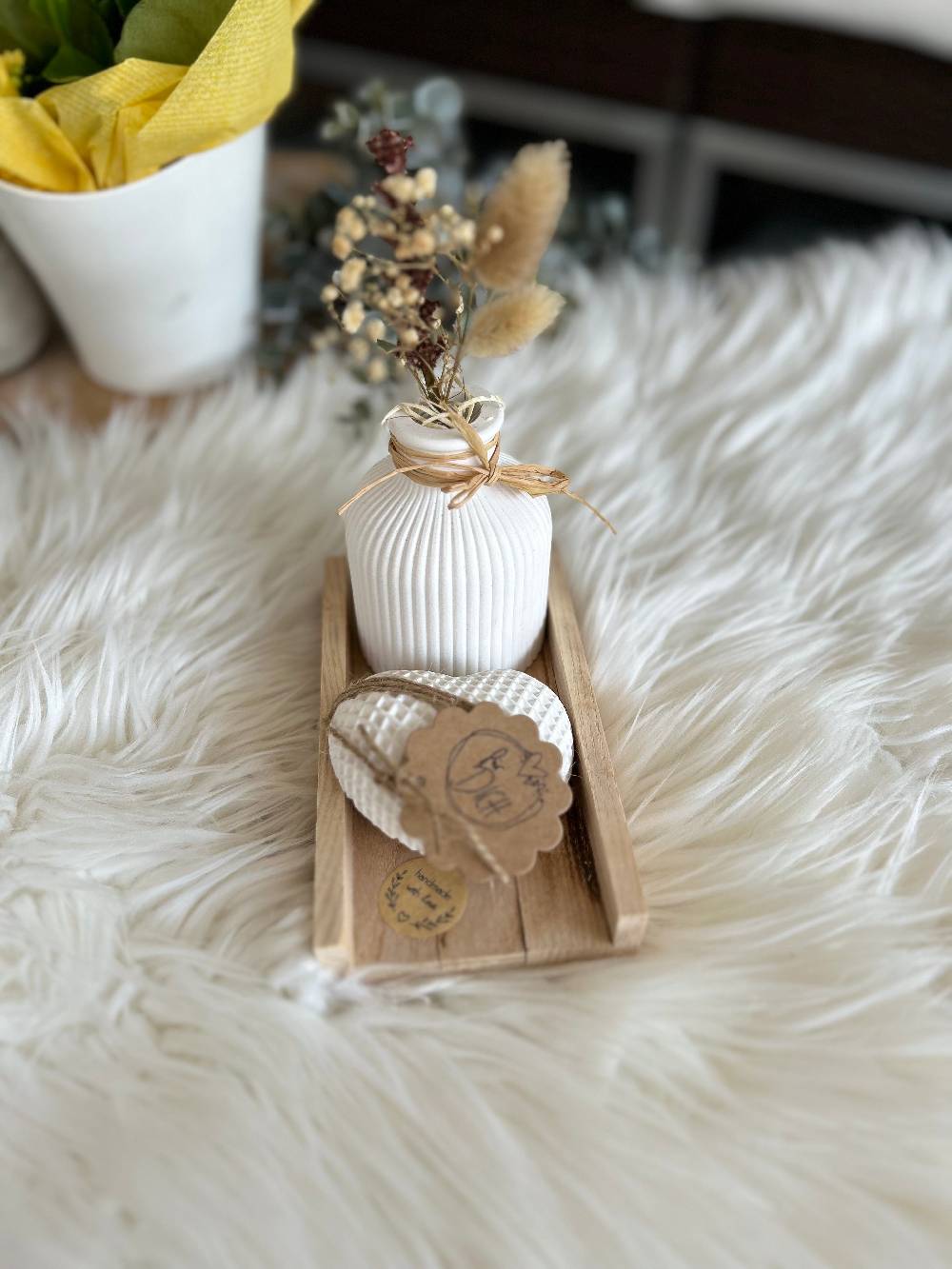 KB Socken Deko Vase Herz Handmade Geschenk