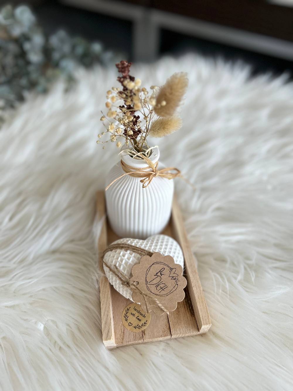 KB Socken Deko Vase Herz Handmade Geschenk