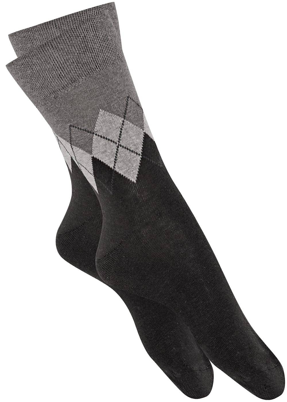 KB Socken Herrensocken Mit Rombenmotiv Grau - 3 Paar