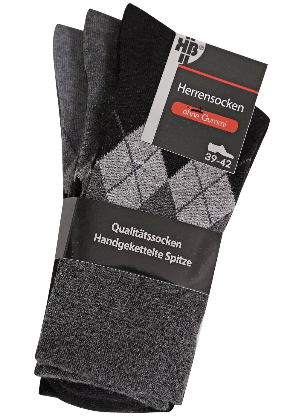 KB Socken Herrensocken Mit Rombenmotiv Grau - 3 Paar