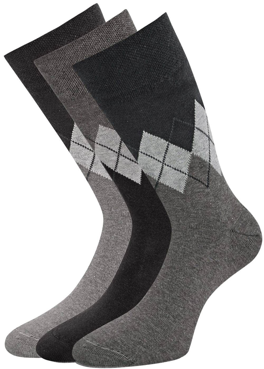 KB Socken Herrensocken mit Rombenmotiv Grau - 3 Paar
