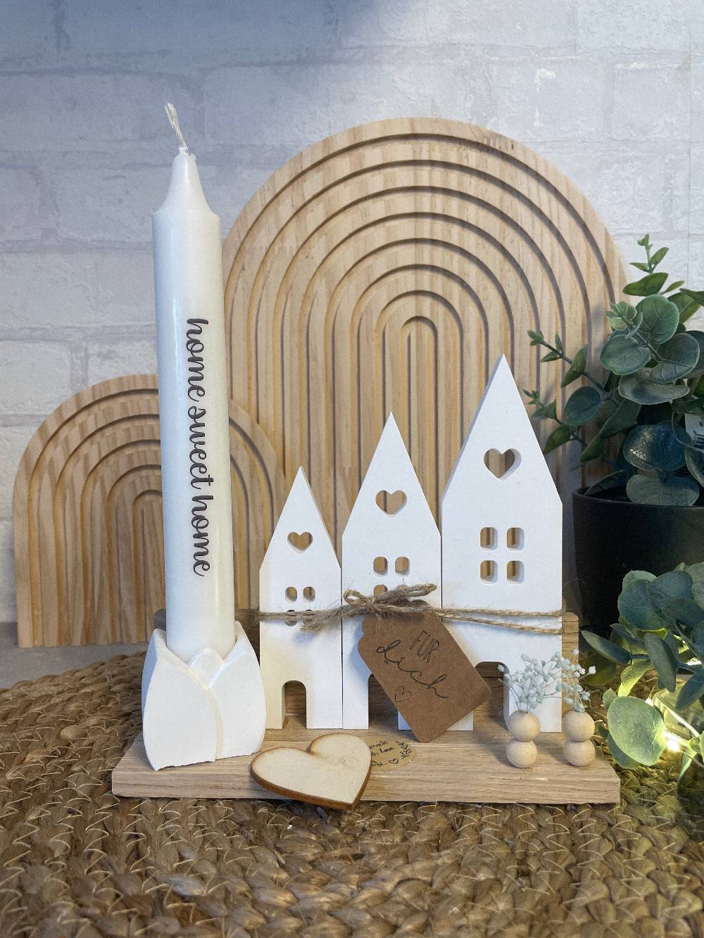 KB Socken Herz Häuser Mit Kerze