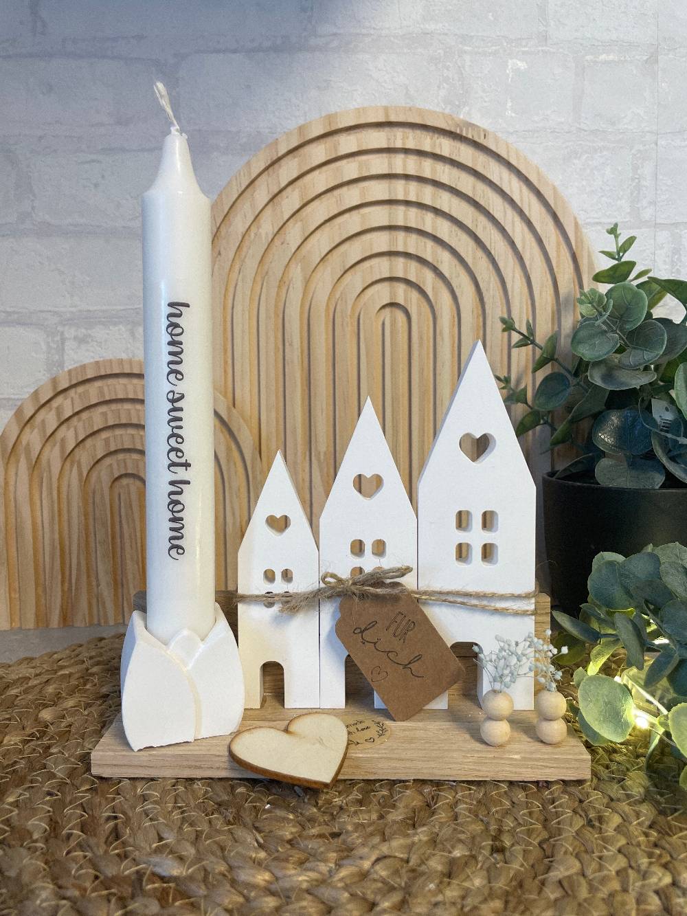 KB Socken Herz Häuser Mit Kerze