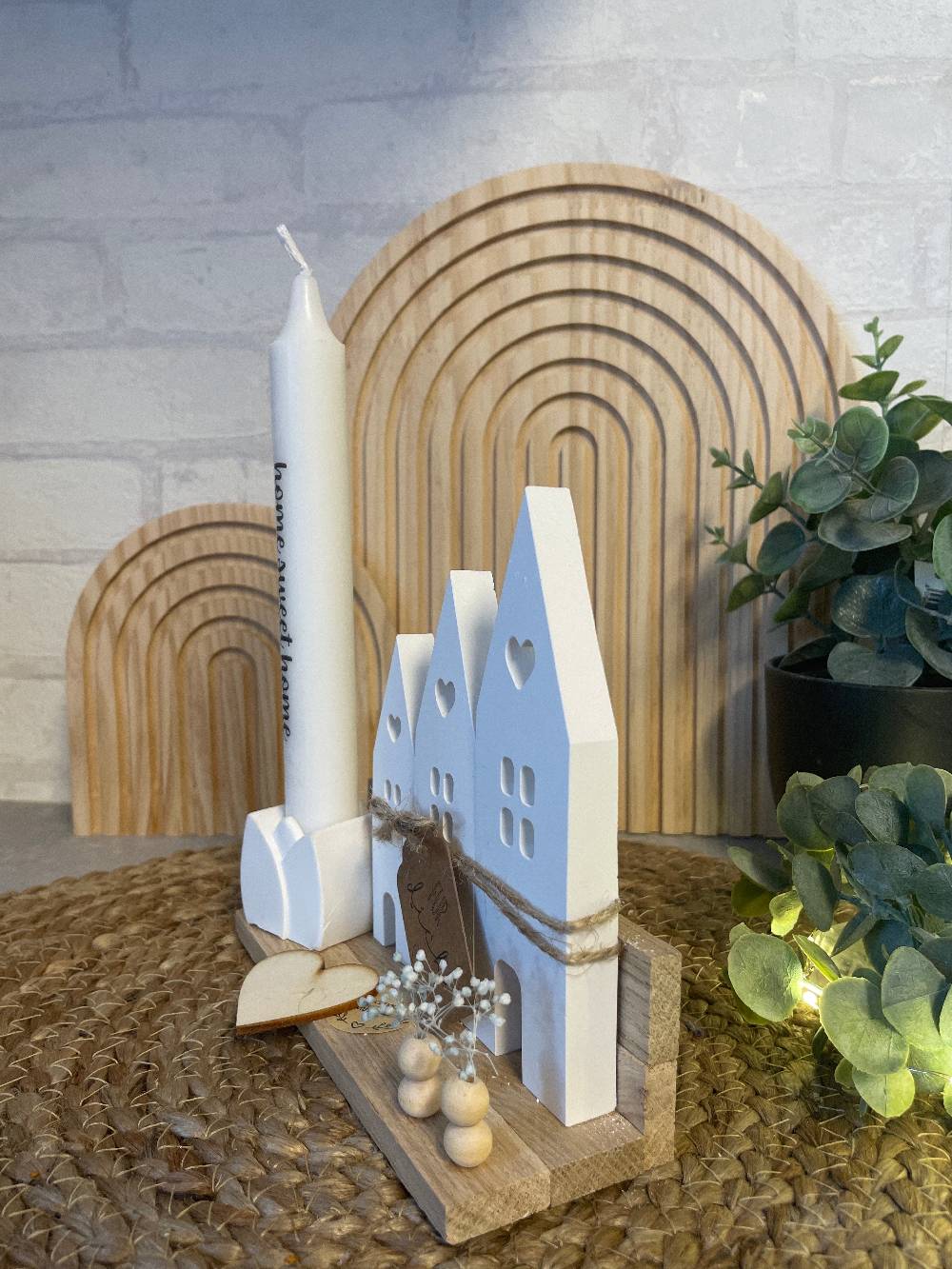 KB Socken Herz Häuser Mit Kerze