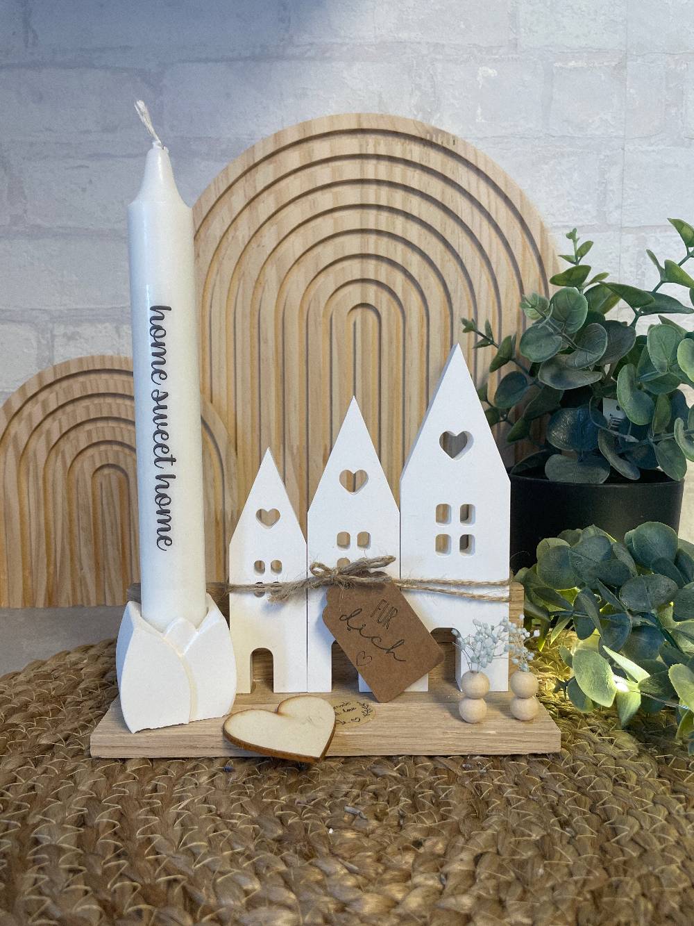 KB Socken Herz Häuser mit Kerze