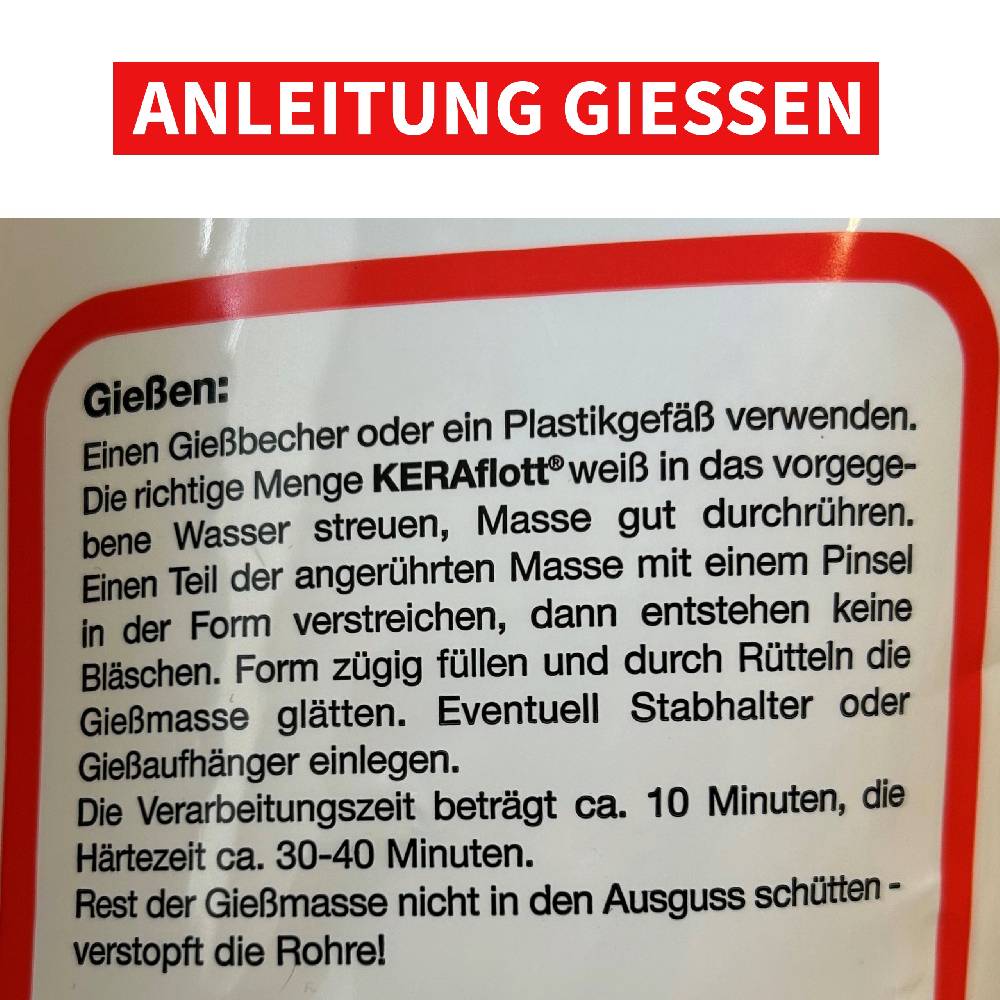 KB Socken KERAflott Reliefgießpulver Weiß 1 Kg