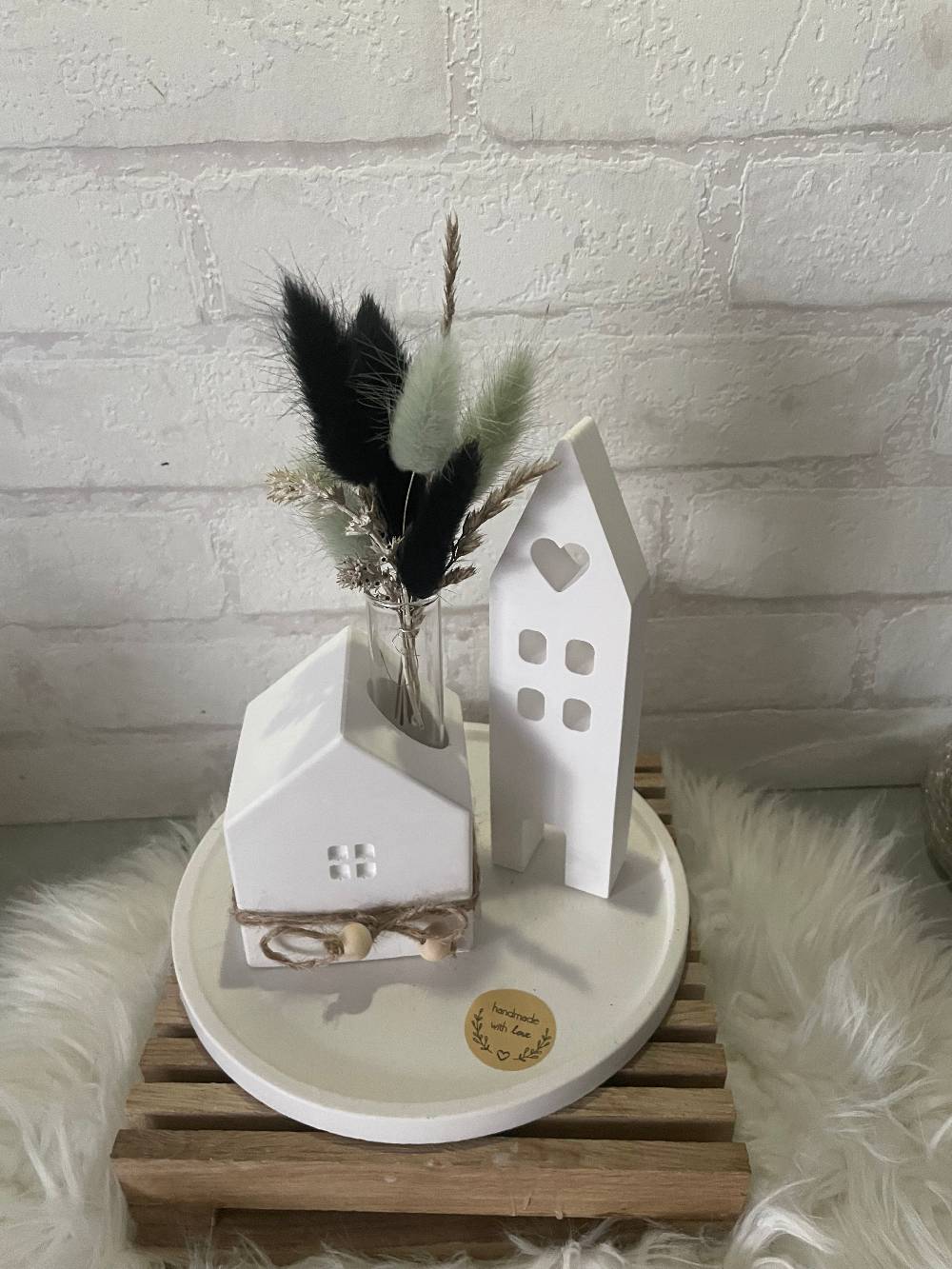 KB Socken Keraflott Haus Deko, Kerzenständer Haus Vase, Runder Teller, Ovales Tablett Gips Ornament Handwerk, Trockenblumen, Blüten, Einzugsgeschenk