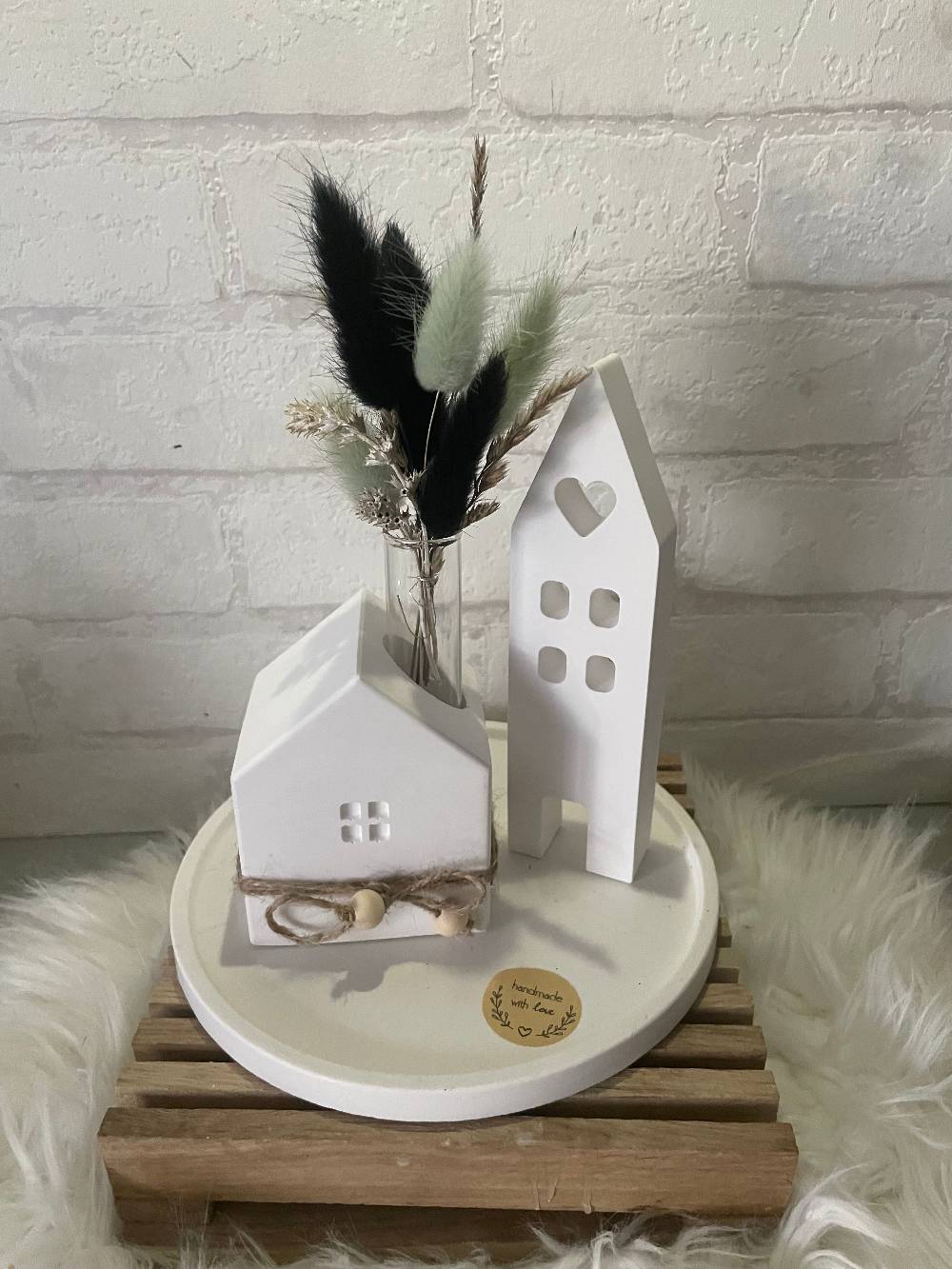 KB Socken Keraflott Haus Deko, Kerzenständer Haus Vase, Runder Teller, Ovales Tablett Gips Ornament Handwerk, Trockenblumen, Blüten, Einzugsgeschenk