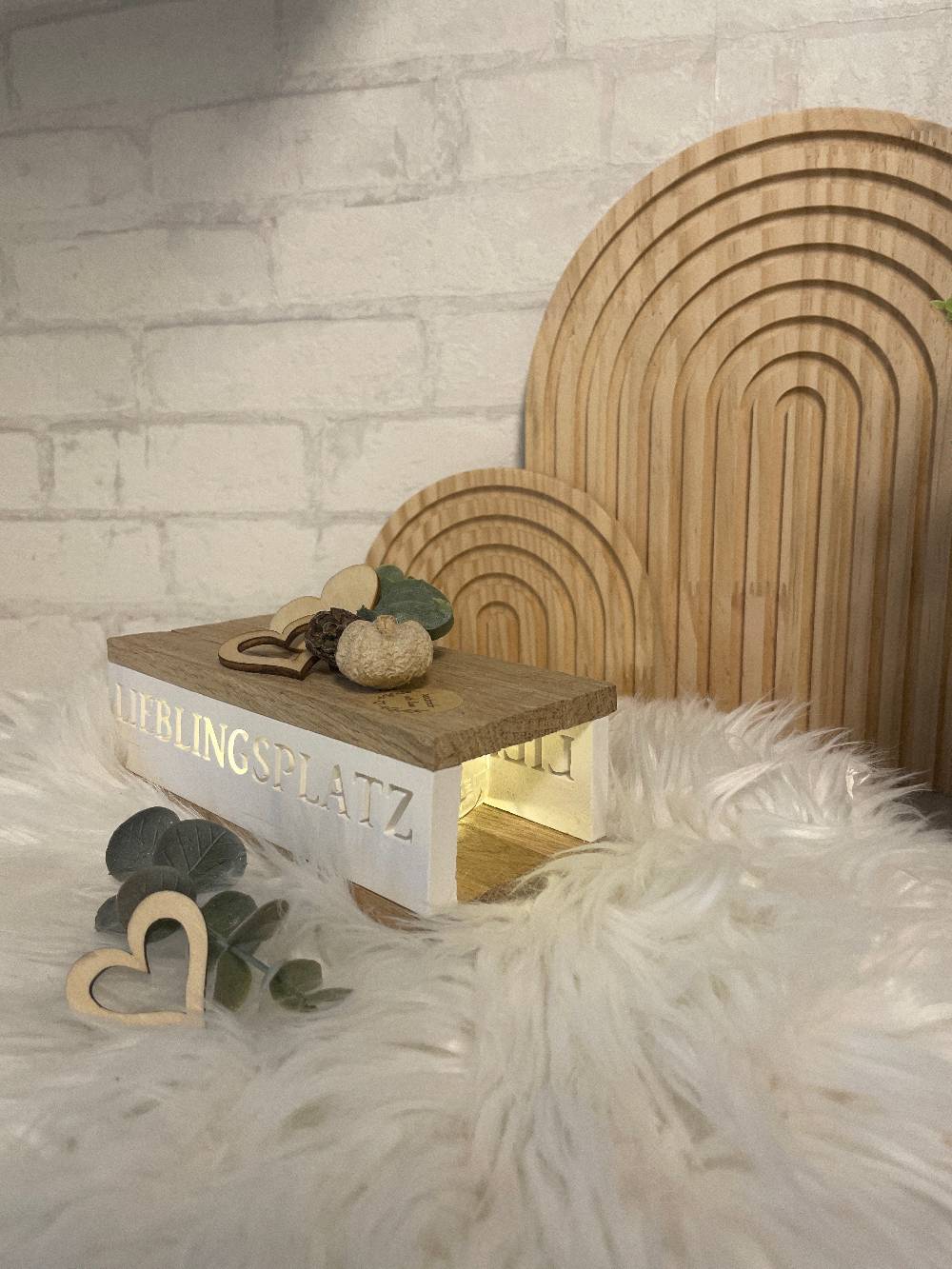 KB Socken Lichtbox Aus Holzklötzchen, Lieblingsplatz, Keraflott Deko Lichtleiste, Geschenk, Boho Deko, Keraflott Geschenkidee, Lightbox, Home Deko