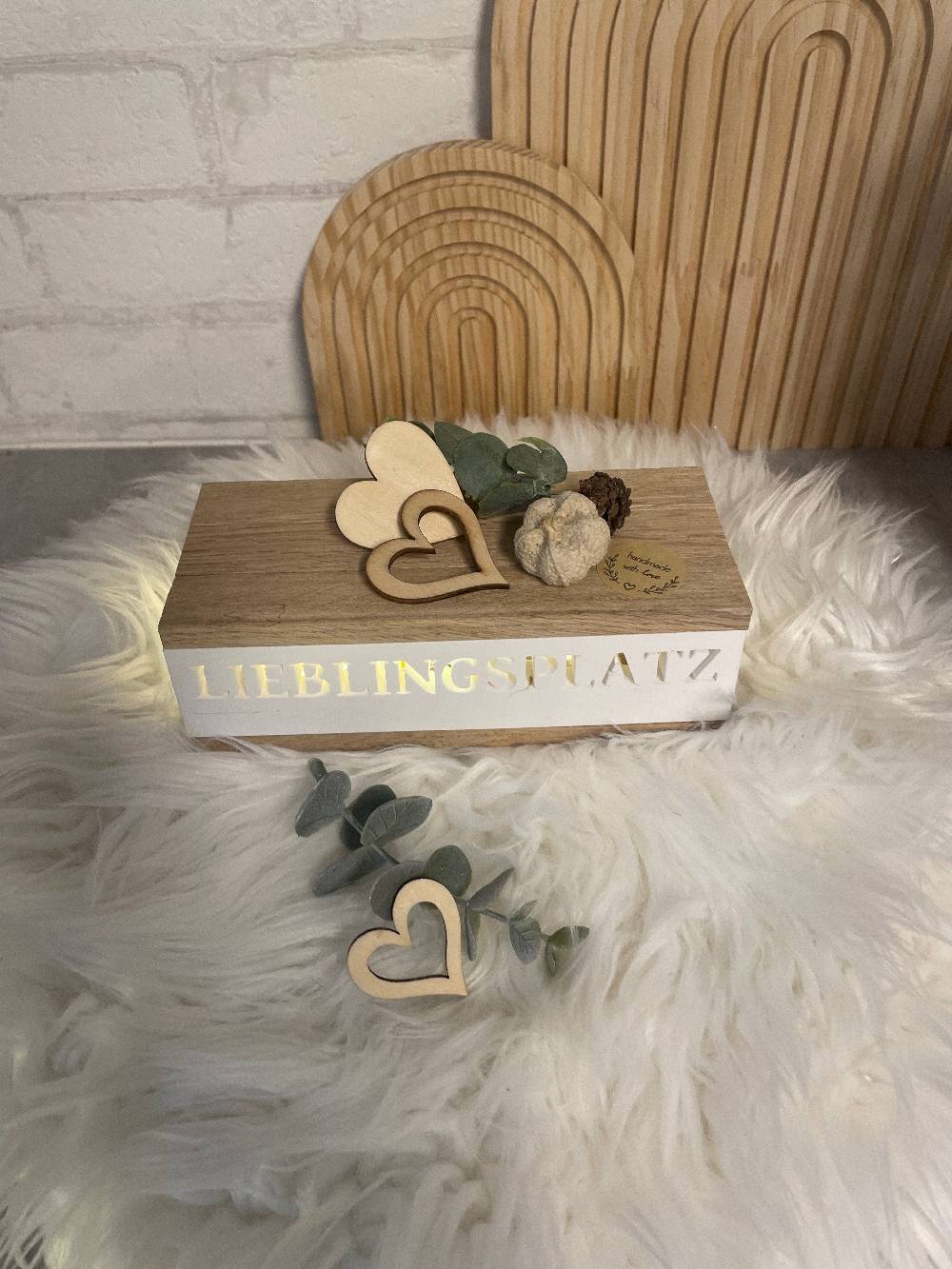 KB Socken Lichtbox aus Holzklötzchen, Lieblingsplatz, Keraflott Deko Lichtleiste, Geschenk, Boho Deko, Keraflott Geschenkidee, Lightbox, Home Deko
