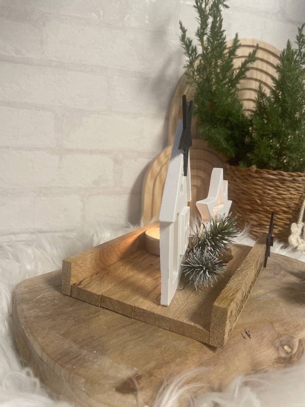 KB Socken Lichthaus, Weihnachtsdeko, Advent, Teelichthalter, Windlicht, Stern, Haus, Skandi, Weihnachten, Wohnzimmer Deko, Holzdeko Wohnzimmer
