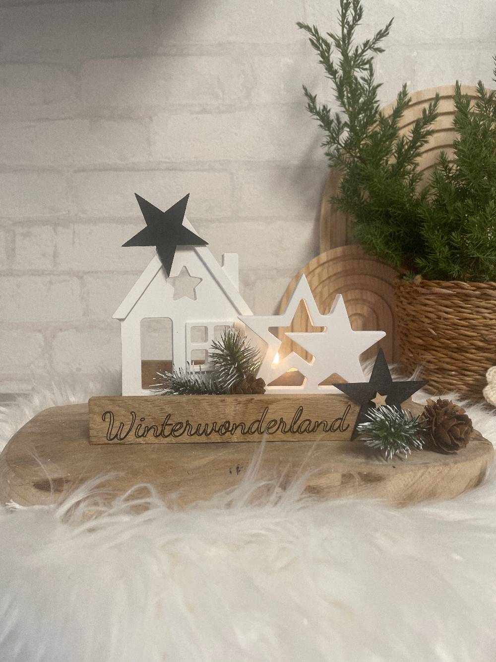 KB Socken Lichthaus, Weihnachtsdeko, Advent, Teelichthalter, Windlicht, Stern, Haus, Skandi, Weihnachten, Wohnzimmer Deko, Holzdeko Wohnzimmer