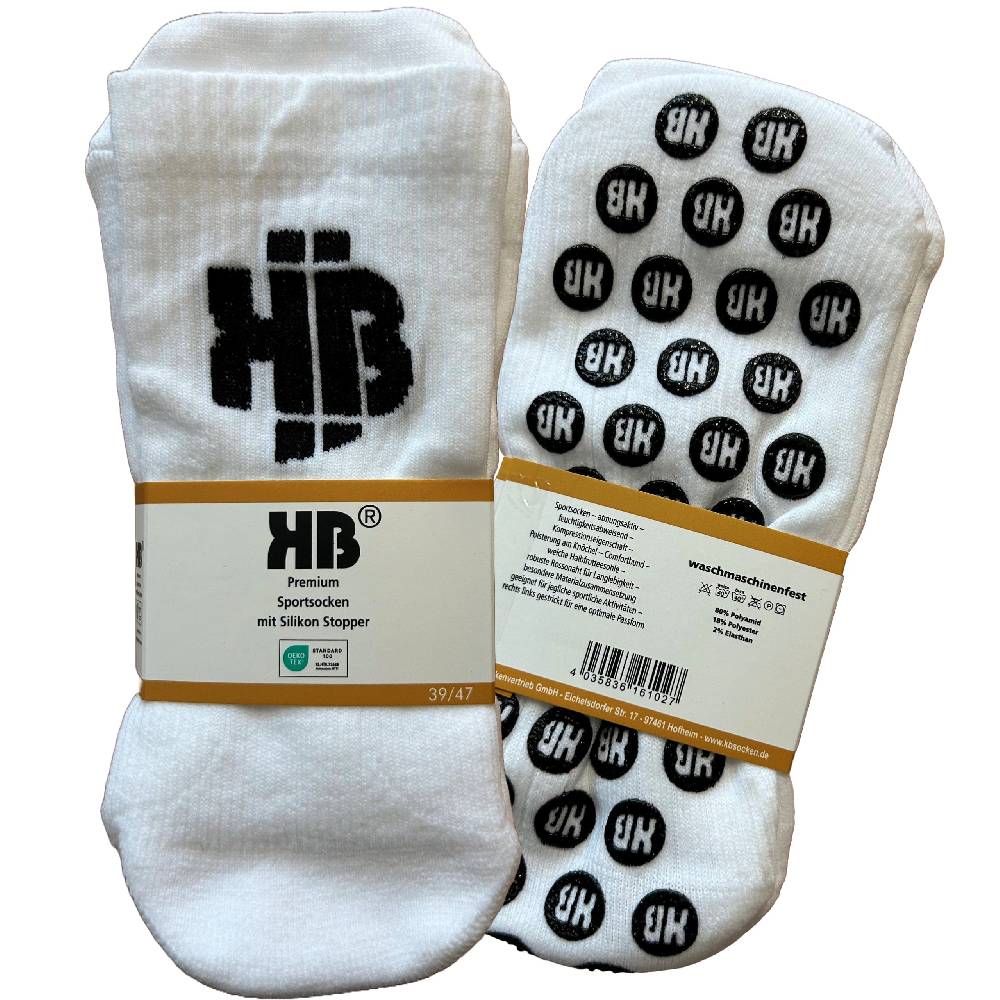 KB Socken Sportsocken mit Silikon Stopper Weiß/Weiß 39-47 - 2 Paar