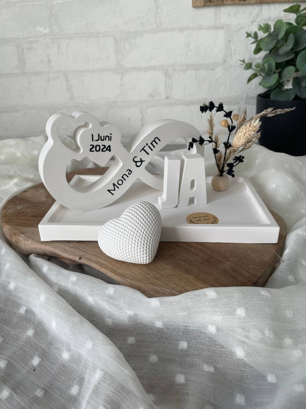 KB Socken Unendlichkeitszeichen, Endlosschleife Personalisiert Hochzeit, Jahrestag, , Verlobung,Pärchen, Goldene Hochzeit, Keraflott Tablett Set,Boho