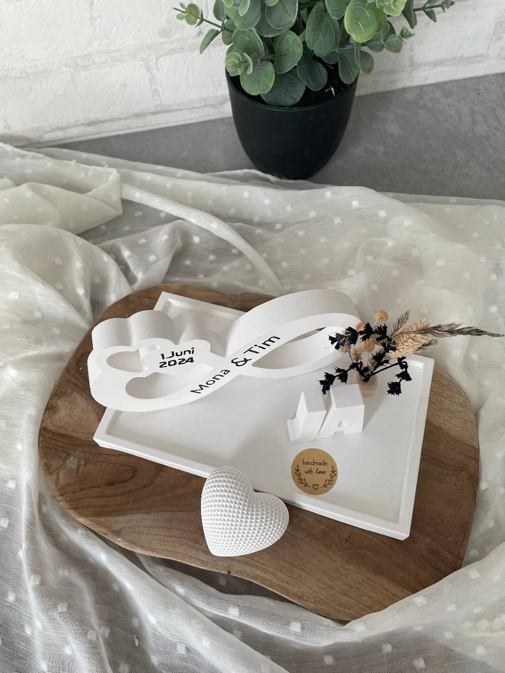 KB Socken Unendlichkeitszeichen, Endlosschleife Personalisiert Hochzeit, Jahrestag, , Verlobung,Pärchen, Goldene Hochzeit, Keraflott Tablett Set,Boho