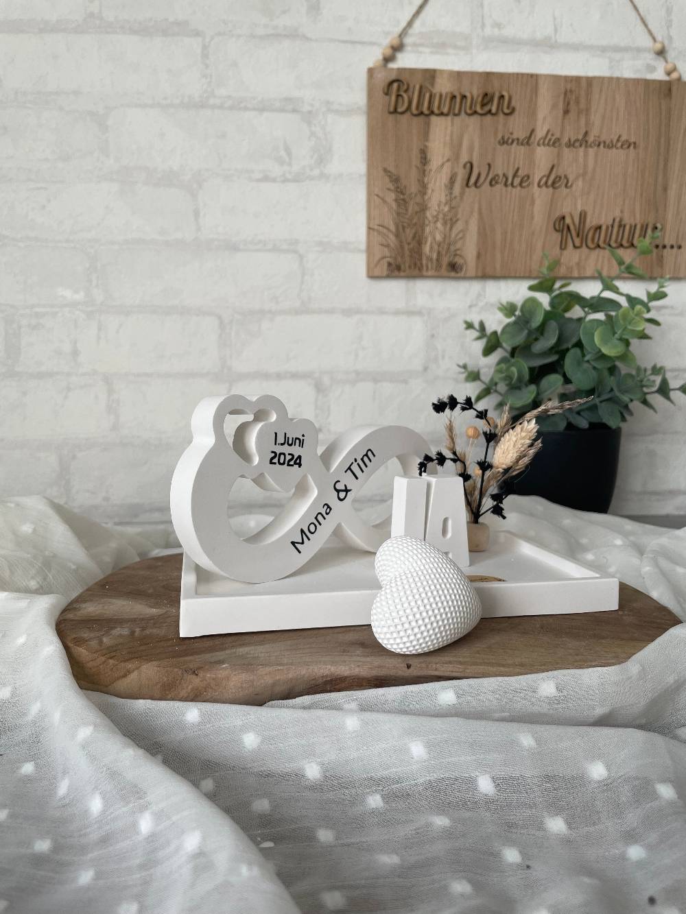 KB Socken Unendlichkeitszeichen, Endlosschleife personalisiert Hochzeit, Jahrestag, , Verlobung,Pärchen, Goldene Hochzeit, Keraflott Tablett Set,Boho