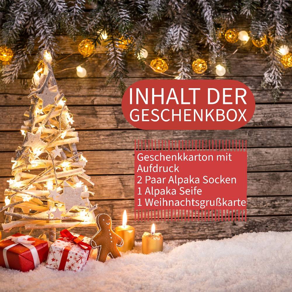 KB Socken Weihnachtliche Geschenkbox Inklusive 2 Paar Alpakasocken, Einer Alpakakeratinseife Und Einer Weihnachtskarte