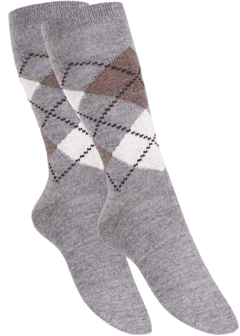 KB Socken Wollsocken Mit Rautenmuster Grau / Anthrazit - 2 Paar