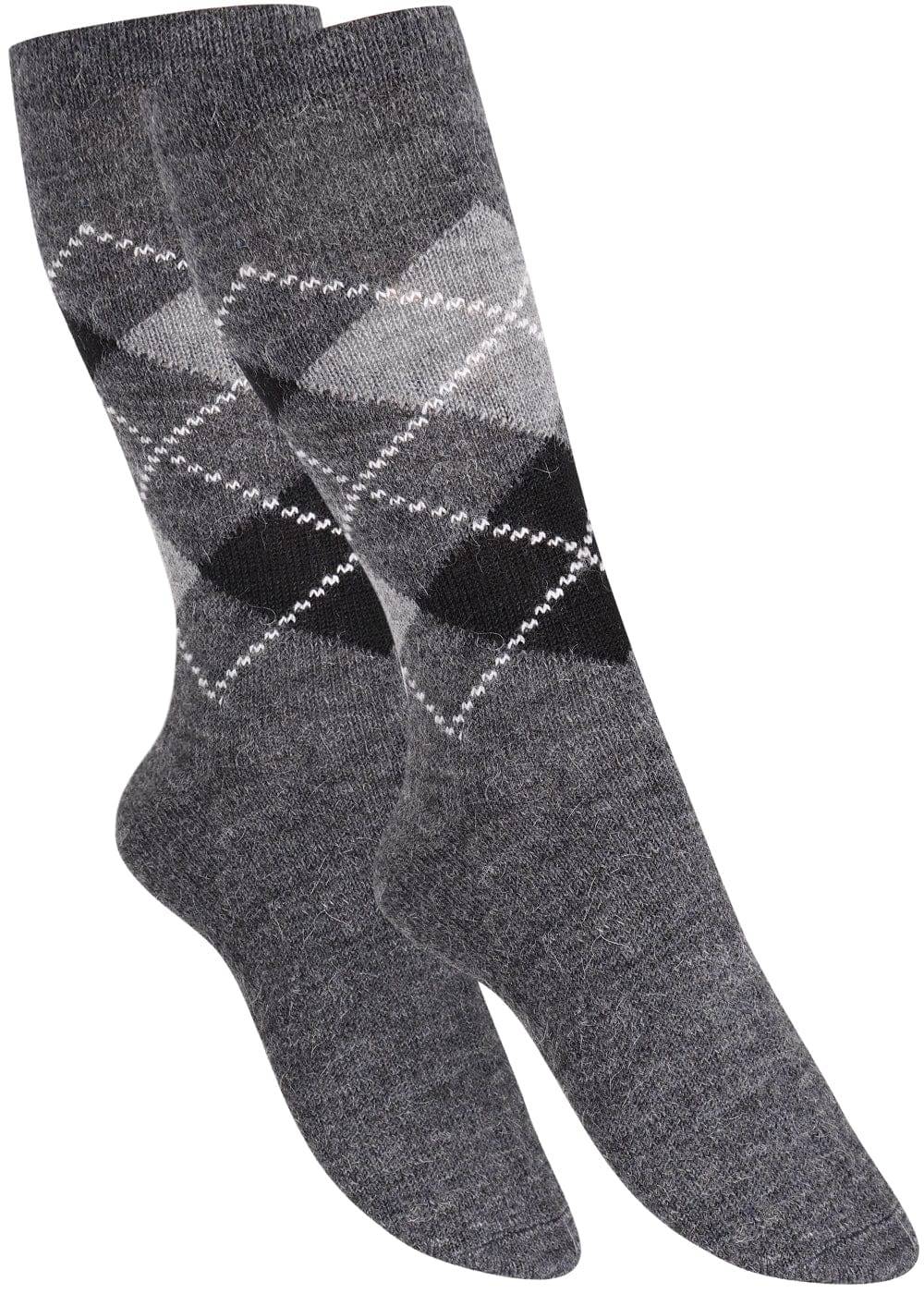 KB Socken Wollsocken Mit Rautenmuster Grau / Anthrazit - 2 Paar
