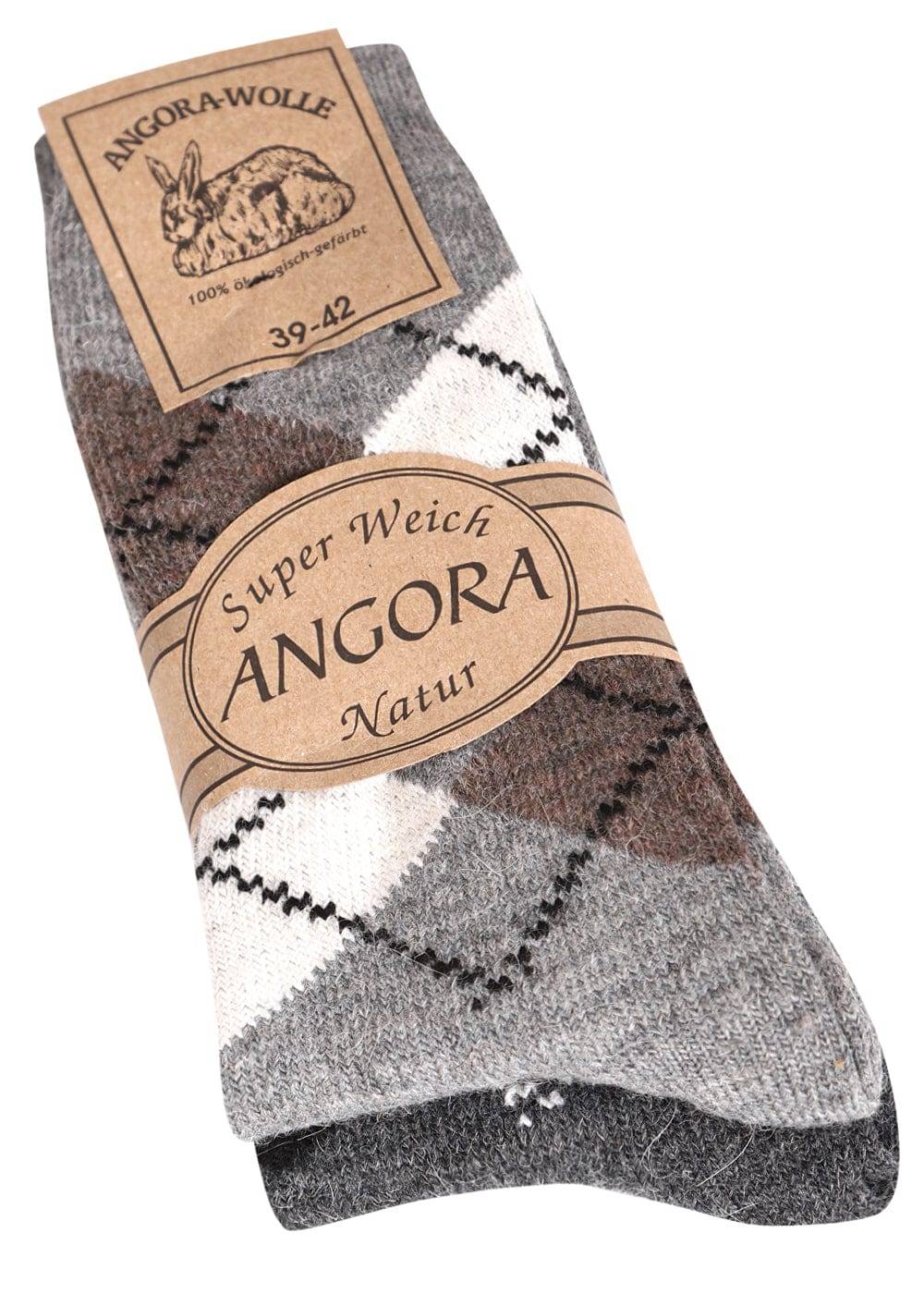 KB Socken Wollsocken Mit Rautenmuster Grau / Anthrazit - 2 Paar