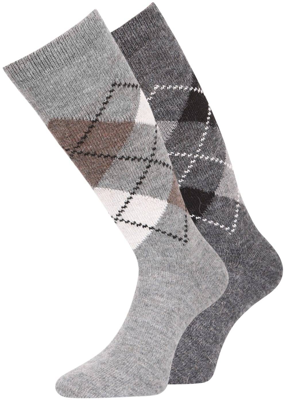 KB Socken Wollsocken mit Rautenmuster Grau / Anthrazit - 2 Paar