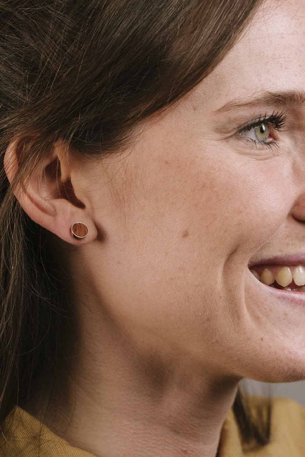 Kerbholz CIRCLE EARRING Walnuss