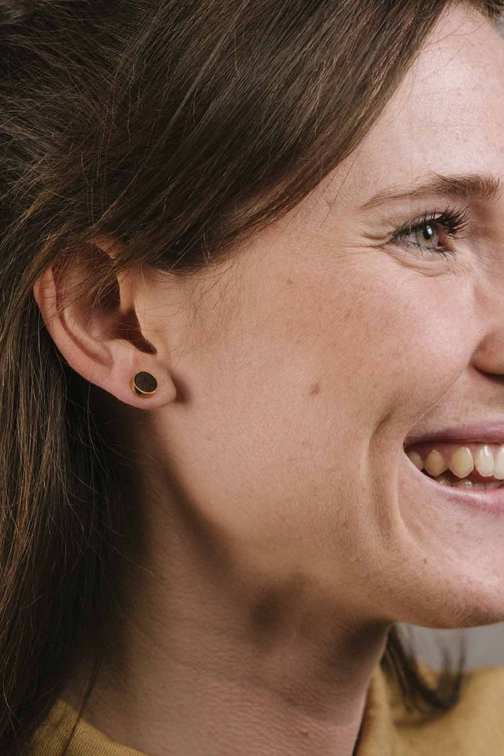 Kerbholz CIRCLE EARRING Walnuss