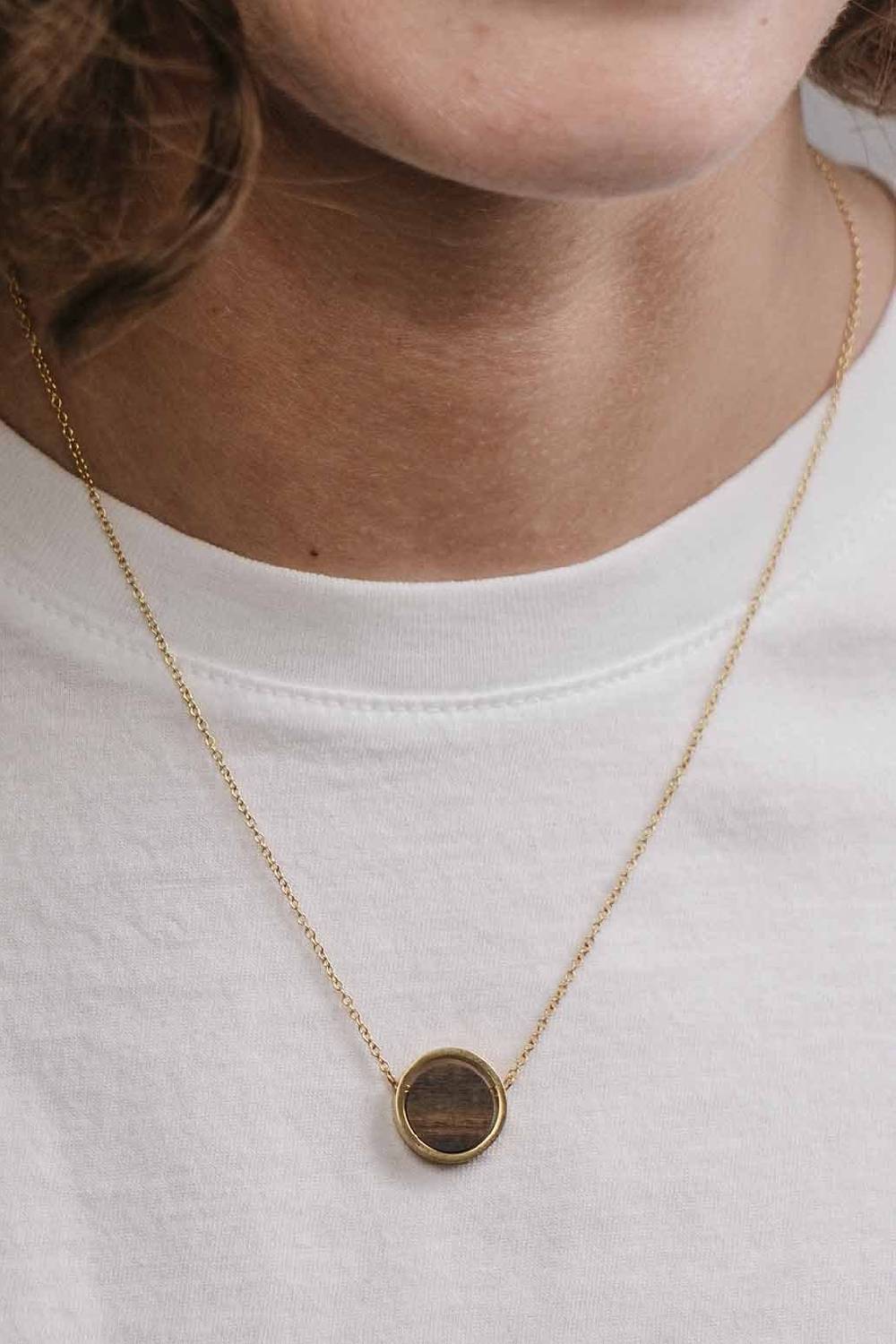 Kerbholz CIRCLE NECKLACE Walnuss