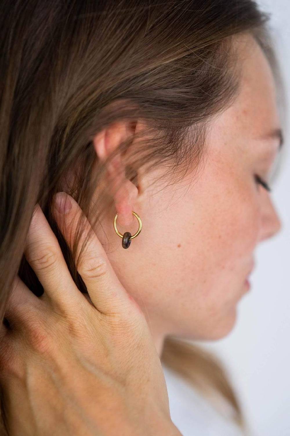 Kerbholz DONUT EARRING Walnuss